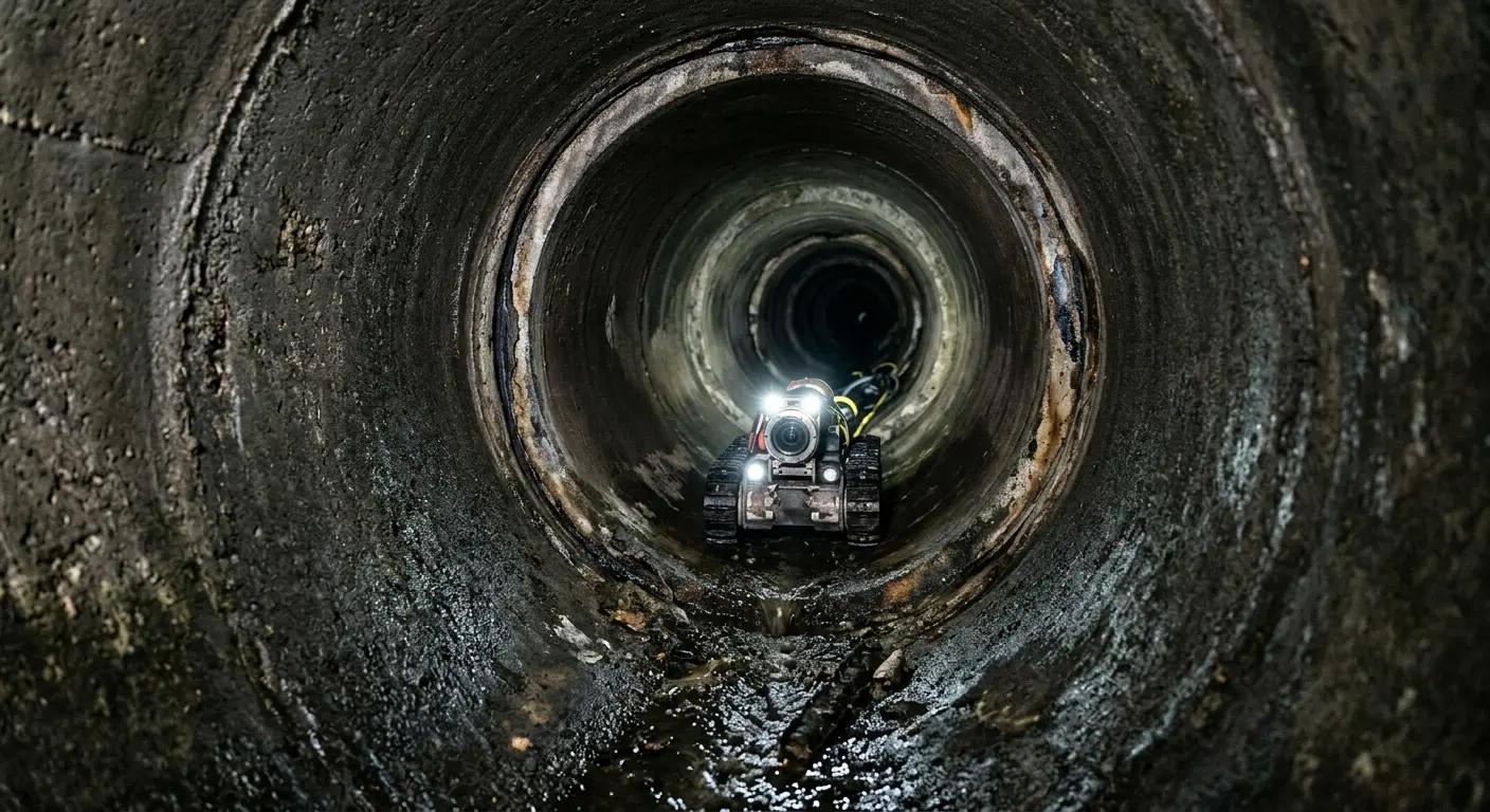 Robotic sewer camera inspecting pipe interior for Sewer Line Repair in West Bend
